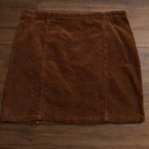 Brown Velvet Mini Skirt